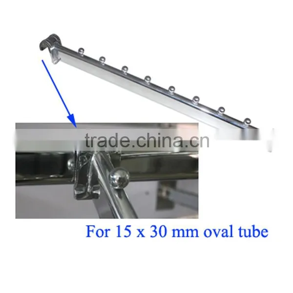 Chrome Oval Tube Slanting Tube Clothes Hanging Metal Display Hooks With Ball Stopper photo-2