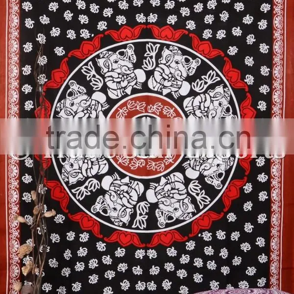 Twin Size Lord Ganesha With Lotus Flower Mandala Holy Wall Art Bohmian Hippie Ethnic Home Decorative Tapestry photo-6