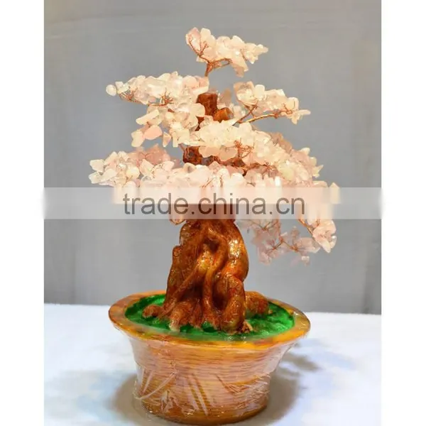 New Fashion Semi-precious Led Christmas Tree in Rose Quartz Crystal photo-3