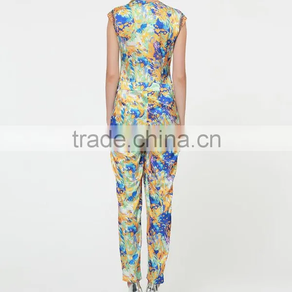 Wholesale Fantasy Print Capri Woman Sleeveless Long Jumpsuits for Summer photo-3