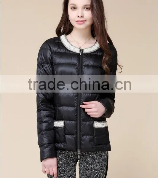 2015 Fashion 100%polyamide Softshell Foldable Black Winter Parka Coats Woman photo-4
