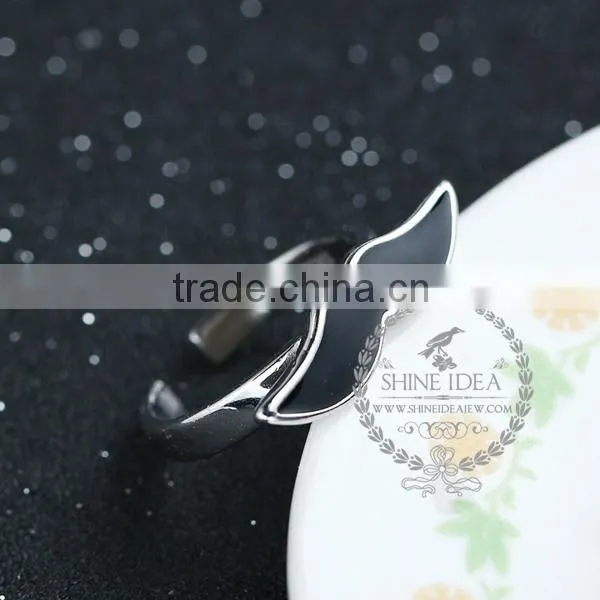 925 Solid Sterling Silver Glue Black Mustache Adjustable Ring Fashion Women Jewelry 6260561 photo-2