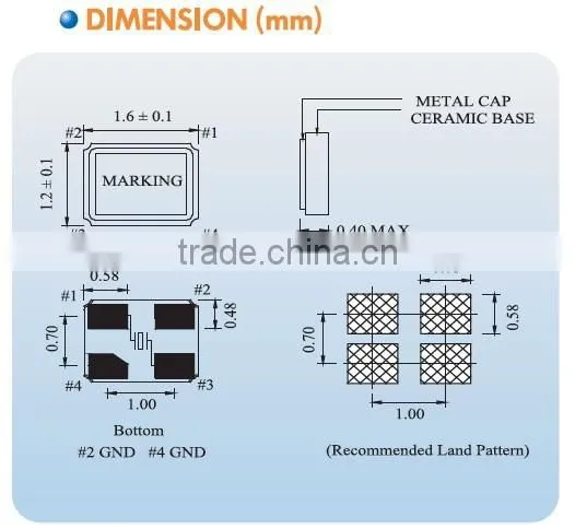 1.6x1.2mm SMD Quartz Crystal-Metering photo-2