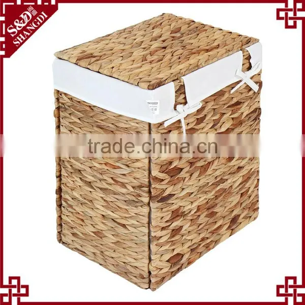 Removable Liner Water Hyacinth Woven Laundry Hamper / Laundry Basket photo-4