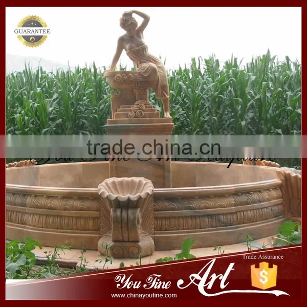 Carved Sunset Red Marble Outdoor Lady Water Fountain photo-3