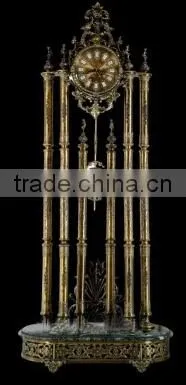 Latest Design Onyx Base Gilt Bronze Floor Standing Clock, Gold Gilt Ormolu Ornate Pendulum Clock photo-2
