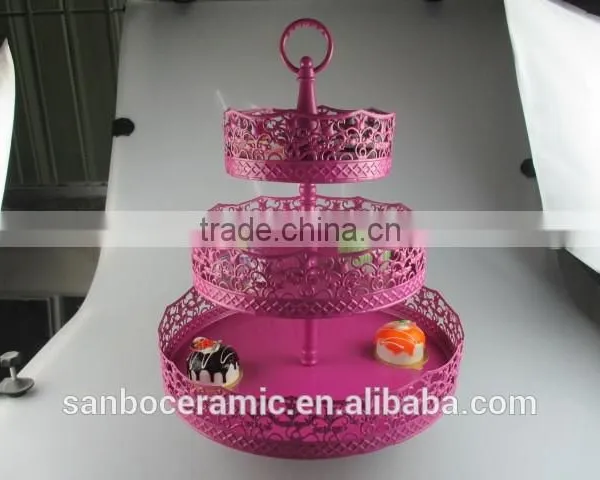 Cinderella Carriage Cake Stand 3 Tiers Lace Design Cake Stand in Metal photo-3