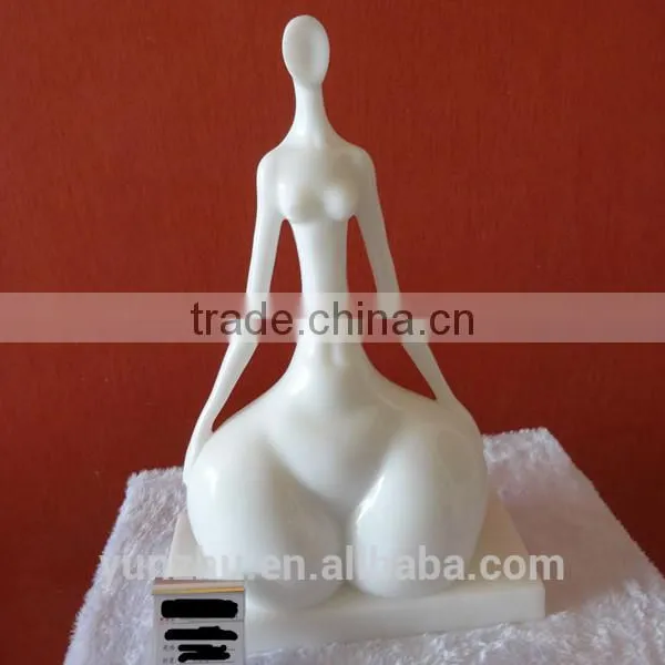 Abstract White Marble Hand Carving Fat Lady Art Sculpture