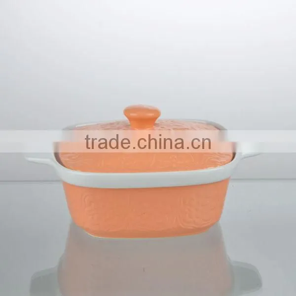 10.4"/8.7"/6.3"bright Orange Ceramic Cookware Sets Pan With Cover photo-3