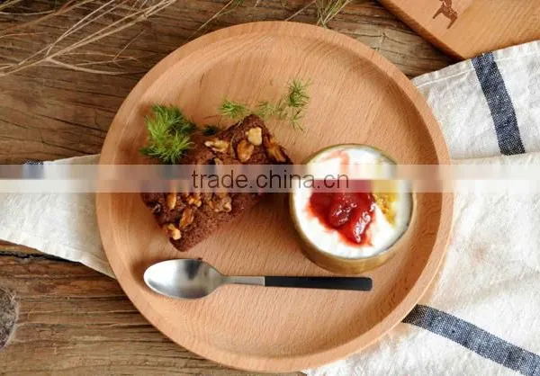 Food Serving Non-slip Round Shape Wooden Tray photo-3