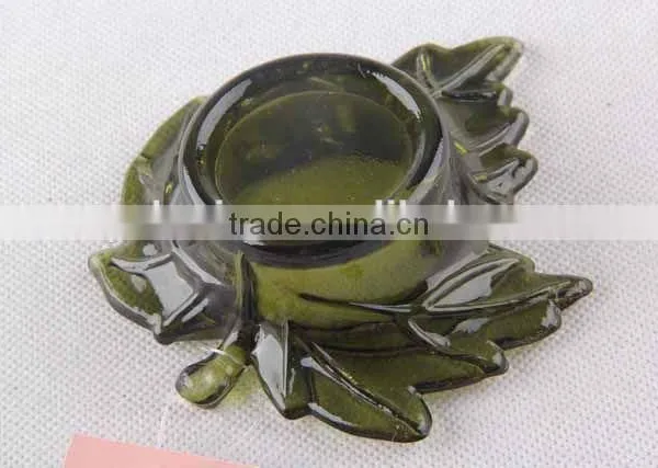 Home Decor /Leaf Shaped Glass Candle Holder photo-3