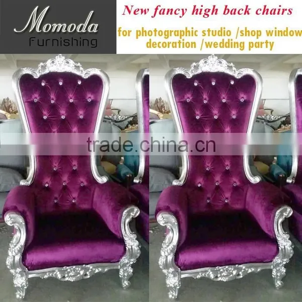 Royal High Back Wing Chair in Upholstered Luxurious Tufted Pink Velvet photo-4
