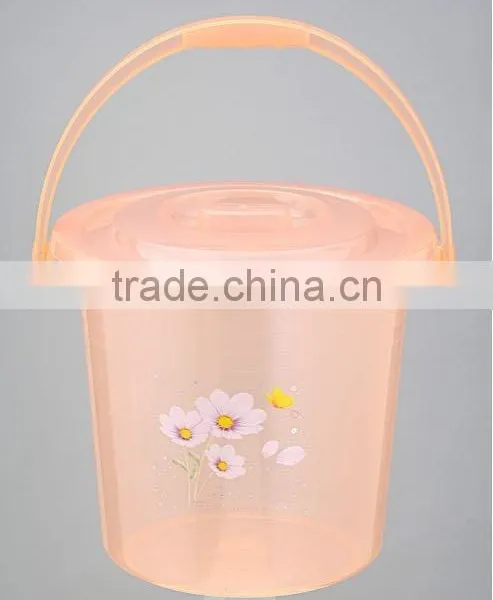Round Semitransparent Plastic Bucket/waterpot With Carry Hand and Lid photo-2
