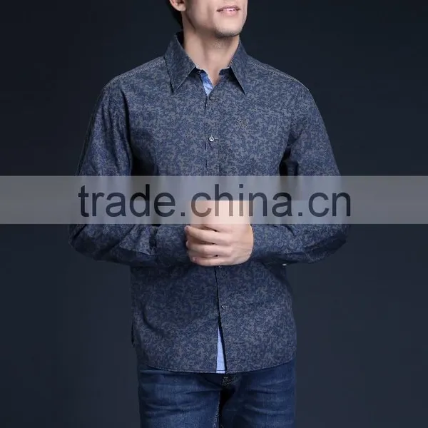 Fashion Long Sleeve Casual Design High Quality 100%Cotton Print Men Shirt photo-4