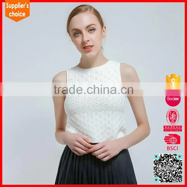 Latest Sleeveless Round Neck Vest Knitting Pattern Women's Sweaters Vests photo-3