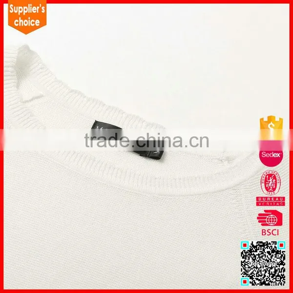 Latest Design 3/4 Sleeve Stripes Cotton Pullover Knitwear Ladies Sweater photo-5