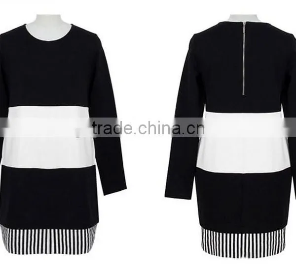 Black Long Sleeve Splicing Into Color Shift Dress photo-2