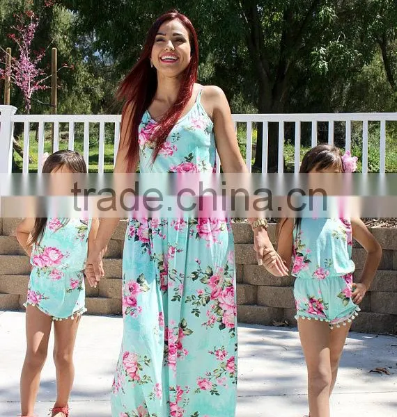 Adorable Summer Long Dress Mommy And Me Maxi Dress Girl Romper Baby Dress Pictures