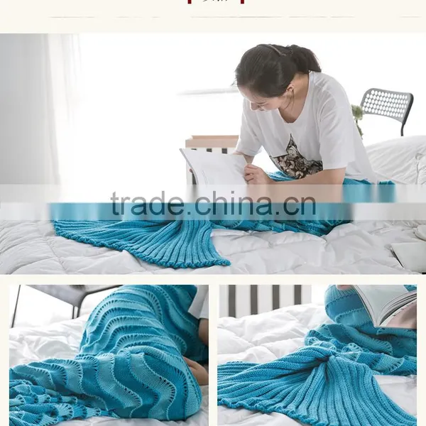 Customized High Quality Ladies Striped Hollow Mermaid Tail Blankets photo-6