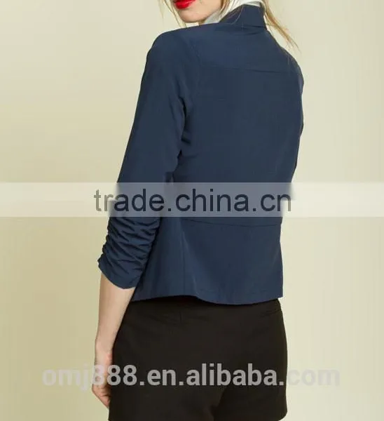Fashion Designs Ladies Ruched Sleeve Open Front Blazer photo-2