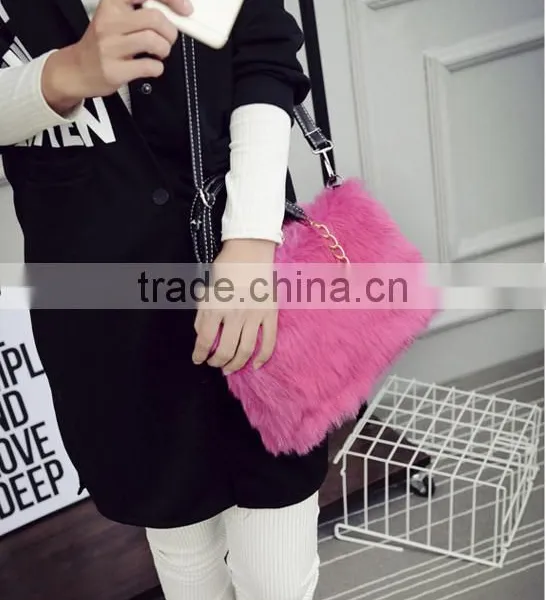 Fashion Simple Casual Style Solid Fur Chain Women Handbags photo-5