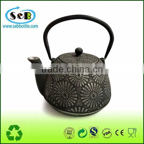 Embossed Flora Cast Iron Teapot for Wholesale/FDA Passed