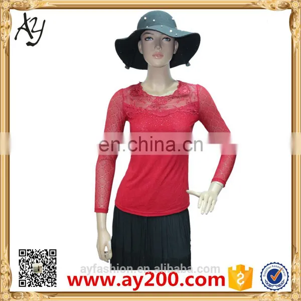 In Stock Embroidered Lace Long Sleeve T-shirt Design Class