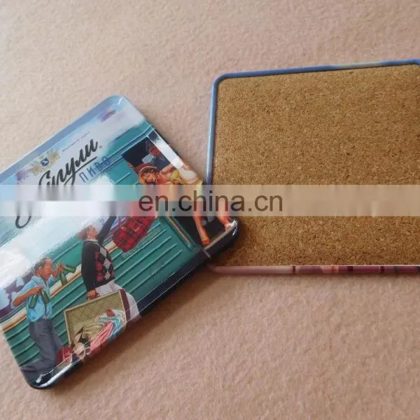 Wholesale Square Metal Tin Cup Coaster With Cork Back photo-5