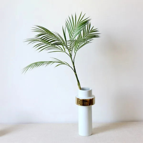 High Grade Plastic Flower Bouquet Single Stem Green Plant Artificial Palm Leaves photo-5