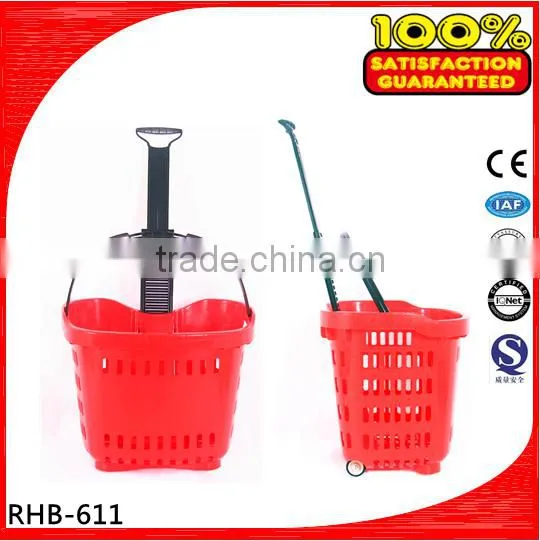 New Design Multifunction Supermarket Shopping Basket With Two Wheel