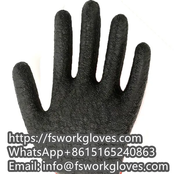 13Gauge Polyester Liner Crinkle Latex Coated Gloves Slip Resistant Gloves Slip Proof Gloves Anti Slip Gloves photo-4