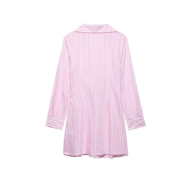 Spring and Summer New European and American Style Women's Fashionable Casual Striped V-neck Long Sleeved Loose Dress photo-4