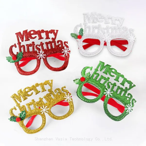 12-Pack Christmas Glitter Party Glasses Frames for Holiday Decor and Christmas Party Favors photo-5