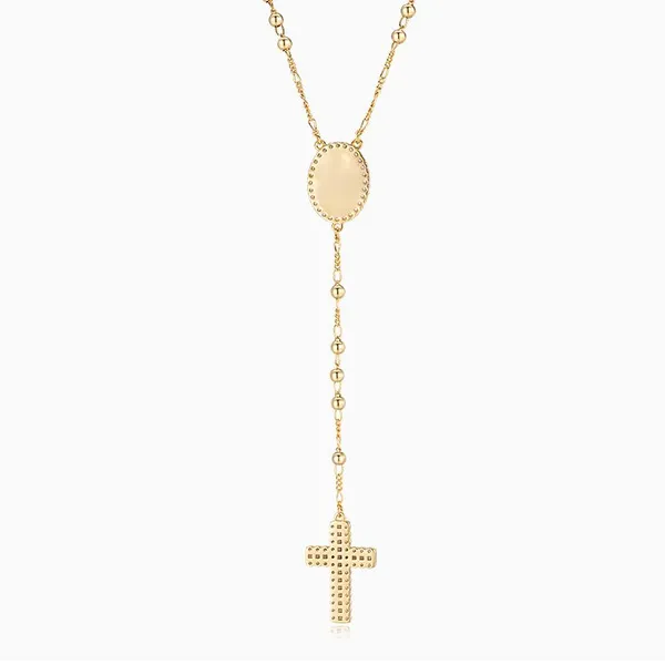 Shining Star Jewelry Zircon Virgin Mary Cross Charms Pendant Rosary Necklace photo-4
