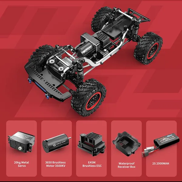 MJX Hyper Go H12P 1:12 Brushless 4WD Off Road RC Truck | 120M Control Range RTR Rock RC Car photo-4