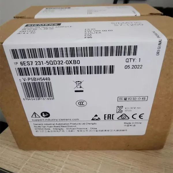 6ES7231-5QD32-0XB0 Siemens S7-1200 SM1231 Four-channel Thermocouple Temperature Input Module, Suitable for Siemens PLCs