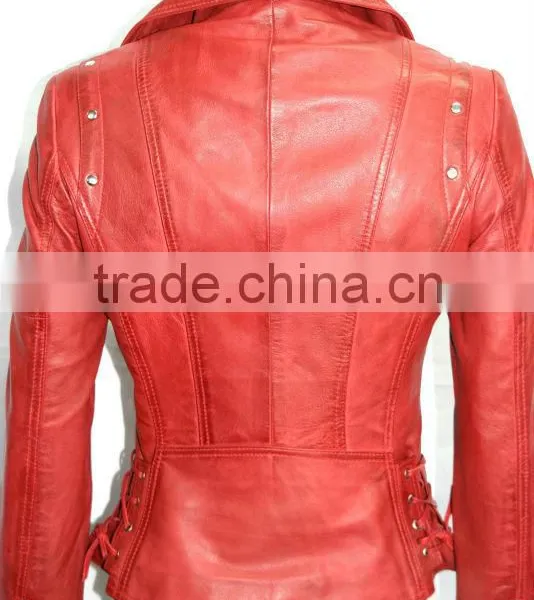 Red Indian Vintage Motorcycle Leather Jacket photo-6