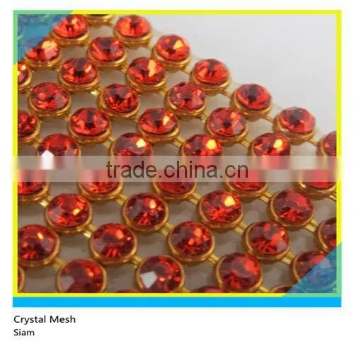 Heat Transfer Crystal Aluminum Mesh Glod Base 4mm Sapphire Hot Fix Rhinestone Mesh photo-2