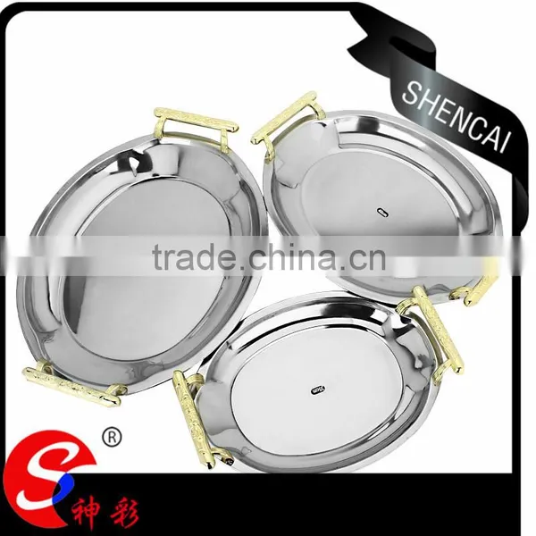 Fashion India Wedding Decoration Tray Vintage Metal Serving Tray With Handles photo-6