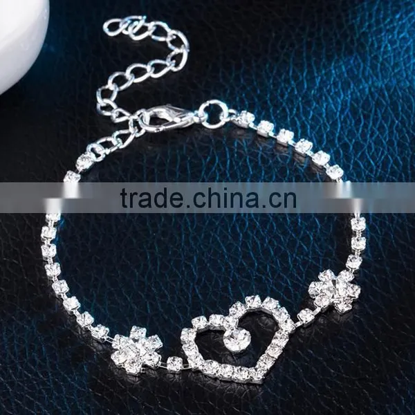 Romantic Heart Shape Bracelet Silver Plated Bracelet for Lover Wedding Gift photo-3
