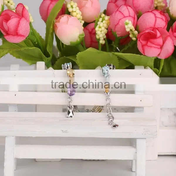 2015 China Supplier Fashion Jewelry New Product Wholesale White Plated Natural Color Stone Bracelets for Women photo-5