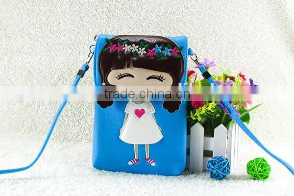 Wholesale pu Lovely Cartoon Girl Mini Shoulder Bags Mobile Phone Waterproof Cell Bag photo-3