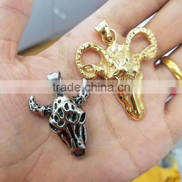 JF6950 Gold Plated Stainless Steel Bull Pendant,metal ox Pendant Supplier's Choice photo-2