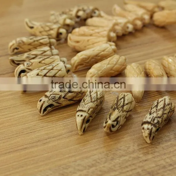 OB020 Excellent Small Hand Carved Bone Eagle Head photo-2