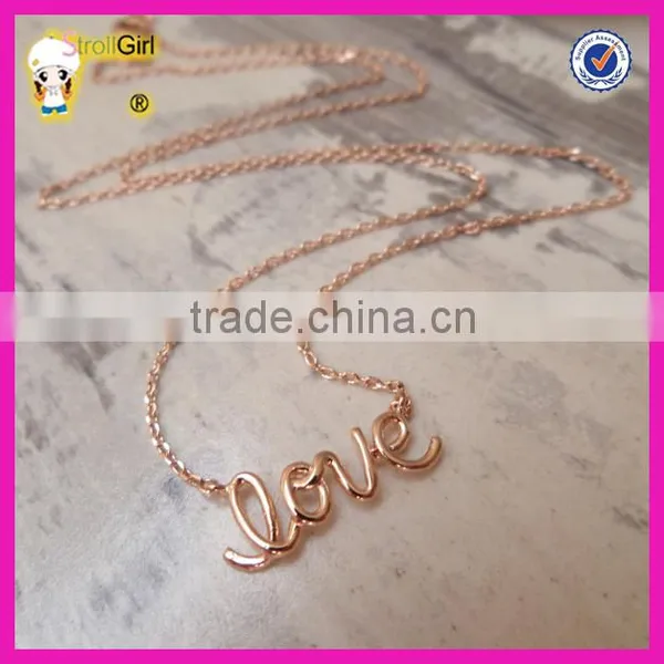 Bridesmaid Gift Cursive Writing Letter Love Necklace Rose Gold or Gold Love Necklace photo-3