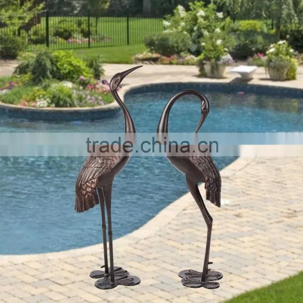 Patio Sense Sculpture Cast Aluminum Cranes Set Sculpture For Garden Decoration photo-5