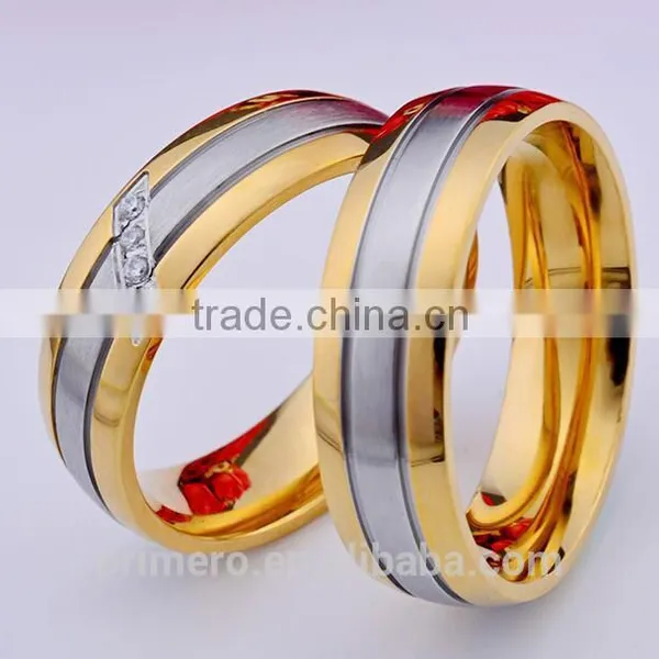 12pcs/lots Wholesale AAA+ CZ Couple Ring 18k Gold Plated Stainless Steel Latest Wedding Designs photo-5