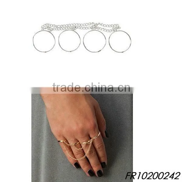 Gold and Silver 4 Rings Link Chain Rings photo-2