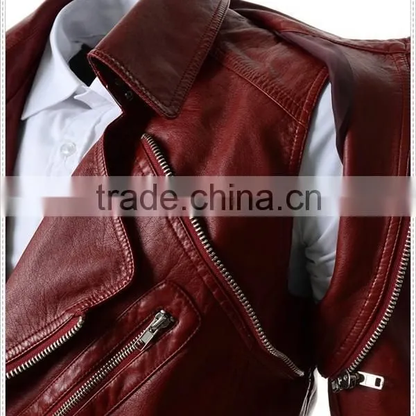 Custom Hight Quality European Mens Fashion Leather Waterproof Jacket Motorcycle Jacket photo-5