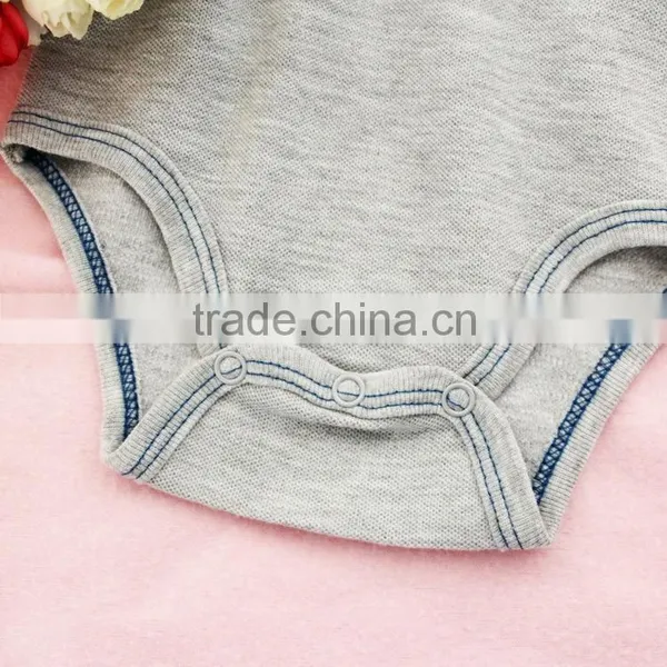 Polar Collar 100% Cotton Baby Grey Romper Knitted Baby Boy Bodysuit photo-3